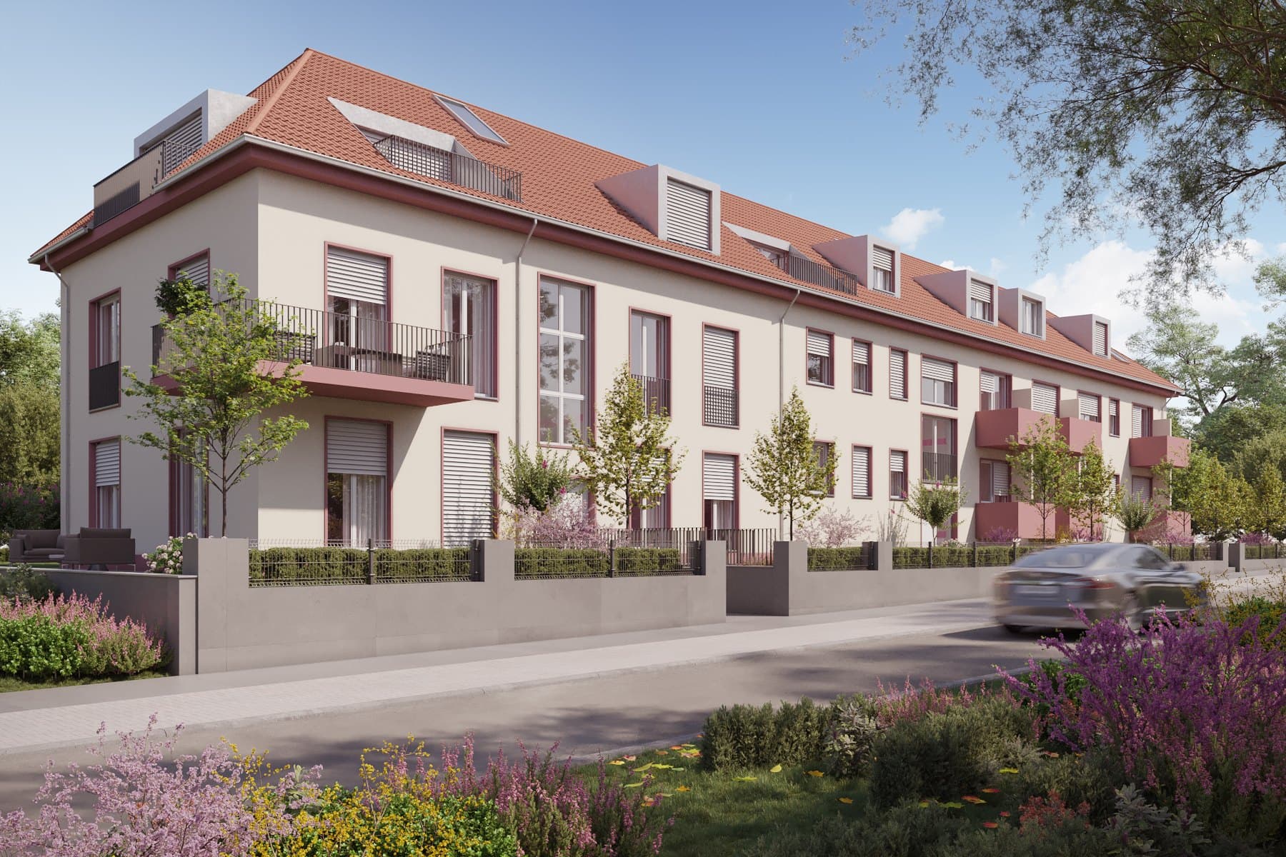 Gluckweg 48-50a, Straßenansicht nach Fertigstellung
