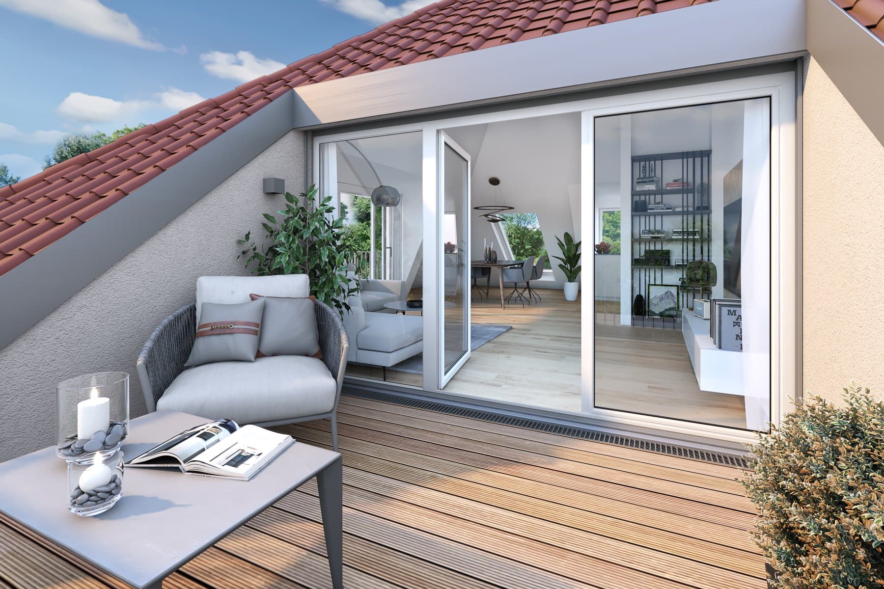 Dachterrasse einer Dachgeschosswohnung